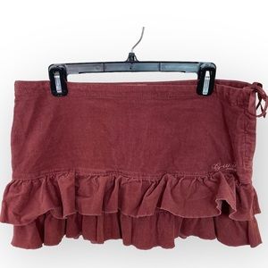 G-Unit Y2K Corduroy Ruffle Pink Mini Skirt